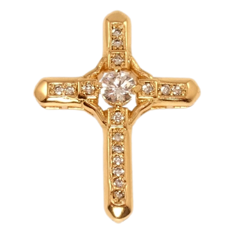 Кулон Xuping Позолота 18K Декоративный Крест с инкрустацией цирконием маленькая петелька фото №3