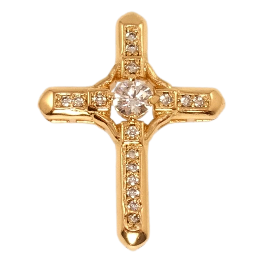 Кулон Xuping Позолота 18K Декоративний Хрест з інкрустацією цирконієм маленька петелька фото №1