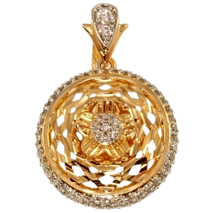 Кулон Xuping Позолота + Родій Круглий різьблений кулон з квіткою та інкрустацією цирконієм фото №7 Кулон Xuping Позолота + Родій Круглий різьблений кулон з квіткою та інкрустацією цирконієм фото №7