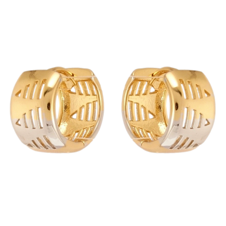 Серьги Xuping Позолота 18K+Родий колечки Широкие с резным узором фото №1