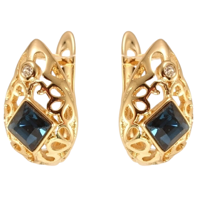 Сережки Xuping колір 18K з кристалами Swarovski англійський замок Ажурні крапельки з кристалом Montana фото №1