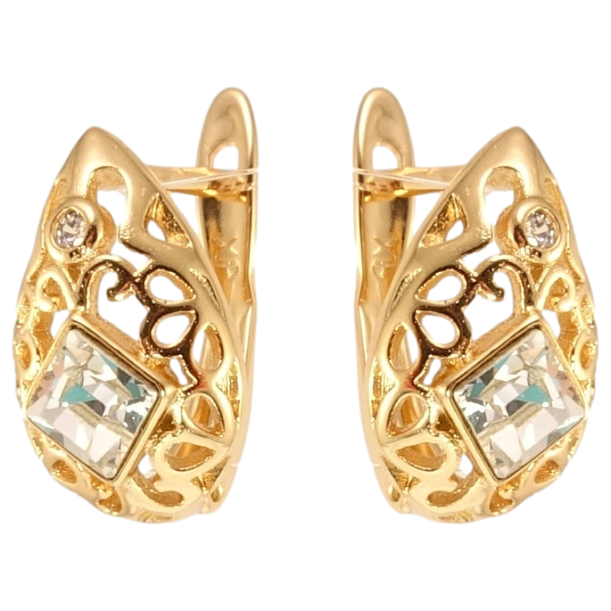 Серьги Xuping цвет 18K с кристаллами Swarovski английский замок Ажурные капельки с кристаллом Clear фото №1