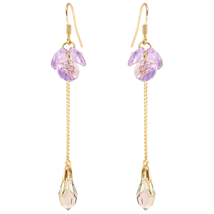 Сережки Xuping колір 18K з кристалами Swarovski французький замок Підвіски з гроном кристалів Tanzanite фото №2