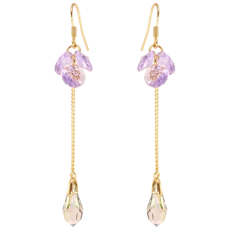 Серьги Xuping цвет 18K с кристаллами Swarovski французский замок Подвески с гроздью кристаллов Tanzanite фото №1