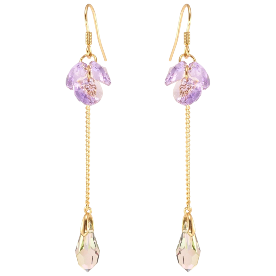 Серьги Xuping цвет 18K с кристаллами Swarovski французский замок Подвески с гроздью кристаллов Tanzanite фото №1