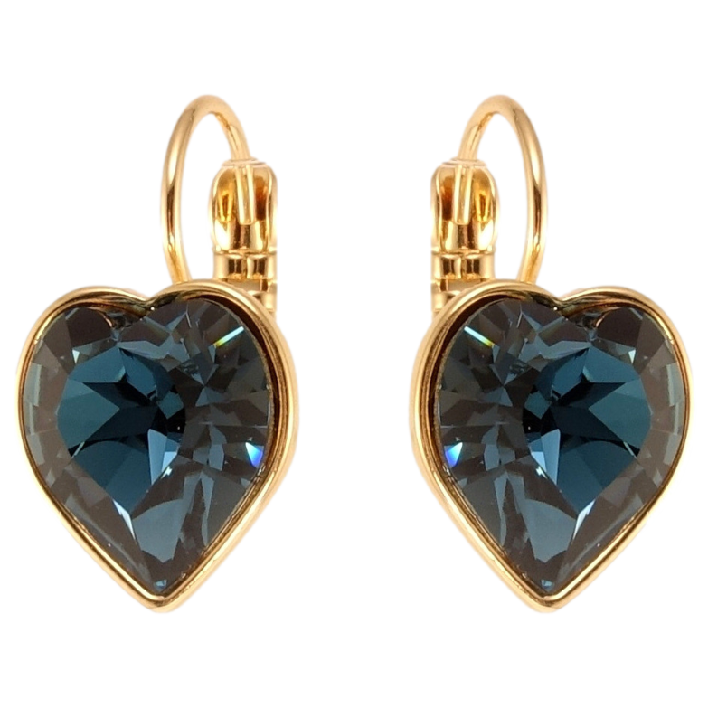 Серьги Xuping цвет 18K с кристаллами Swarovski французский замок Кристальные сердечки Montana фото №1 Серьги Xuping цвет 18K с кристаллами Swarovski французский замок Кристальные сердечки Montana фото №1