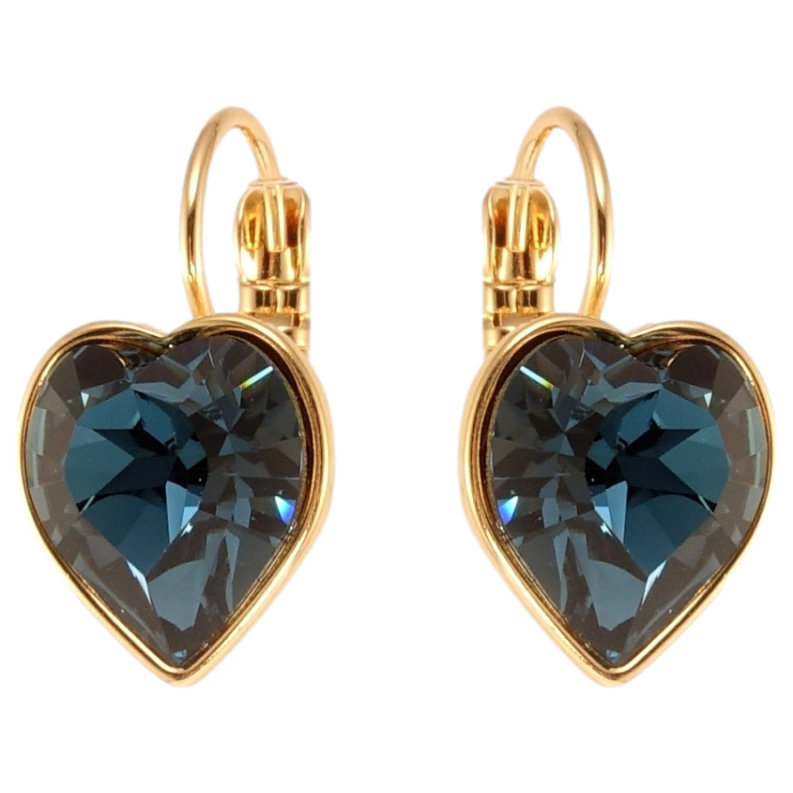 Серьги Xuping цвет 18K с кристаллами Swarovski французский замок Кристальные сердечки Montana фото №1 Серьги Xuping цвет 18K с кристаллами Swarovski французский замок Кристальные сердечки Montana фото №1