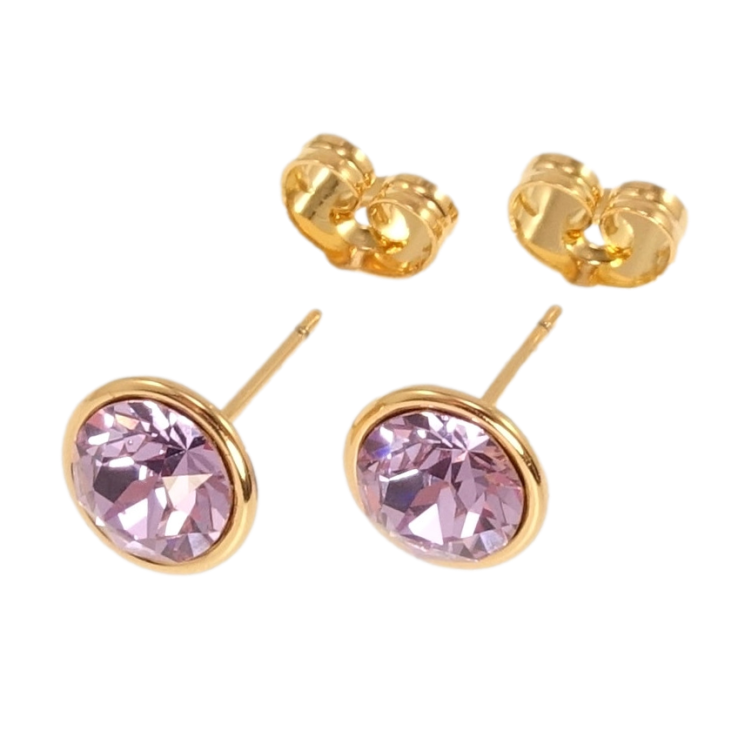 Серьги Xuping цвет 18K с кристаллами Swarovski пусеты Кристалл Tanzanite ø 9мм фото №11