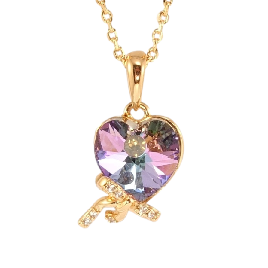 Кулон Xuping цвет 18K с кр-ми Swarovski на цепочке Сердце Paradise Shine с бантом длина 40-45см х 1мм фото №1