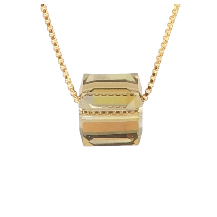 Кулон Xuping колір 18K з кр-ми Swarovski на ланцюжку Кристальний куб Tabac 6х6мм довжина 43-48см х 1мм фото №24