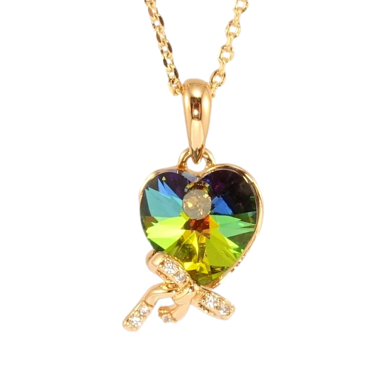 Кулон Xuping цвет 18K с кр-ми Swarovski на цепочке Сердце Vitrail Medium с бантом длина 39-44см х 1мм фото №3