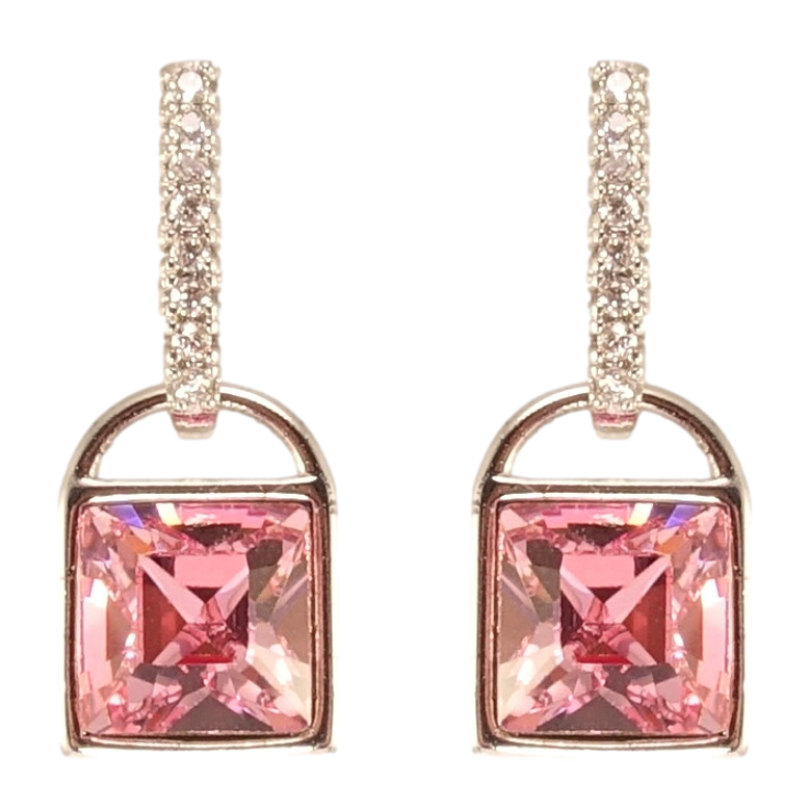 Сережки Xuping колір Родій з кристалами Swarovski пусети Замочки з кристалами Rose фото №5 Сережки Xuping колір Родій з кристалами Swarovski пусети Замочки з кристалами Rose фото №5