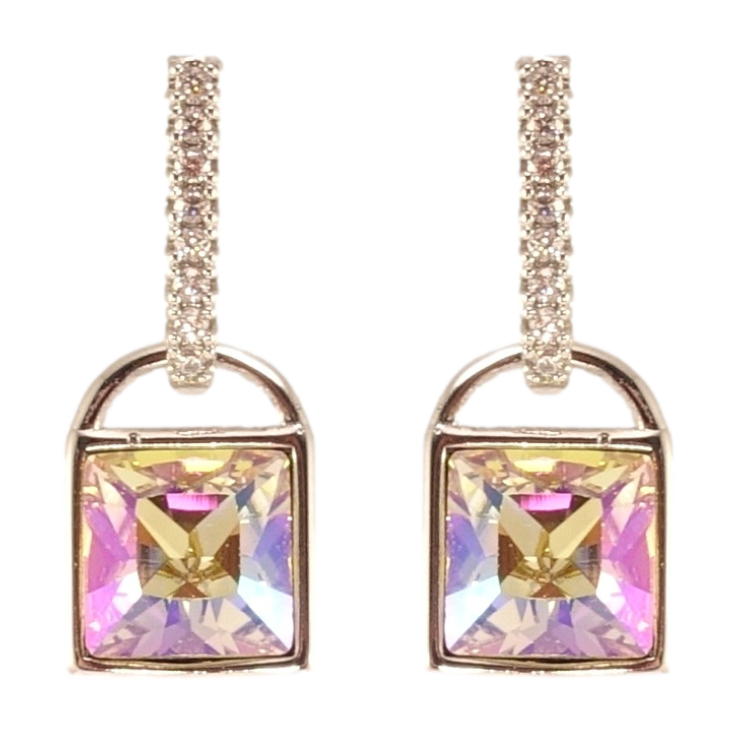 Сережки Xuping колір Родій з кристалами Swarovski пусети Замочки з кристалами Vitrail Light фото №14 Сережки Xuping колір Родій з кристалами Swarovski пусети Замочки з кристалами Vitrail Light фото №14