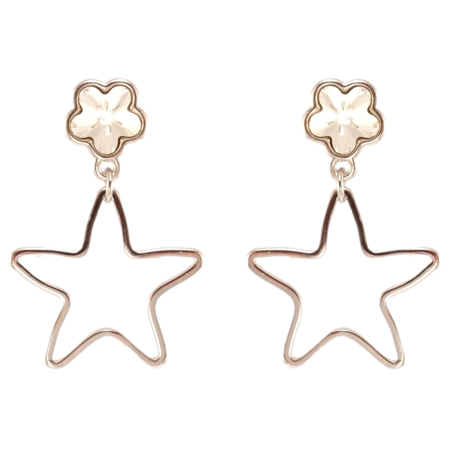 Серьги Xuping цвет Родий с кристаллами Swarovski пусеты Звездочки с кристаллами Clear фото №1