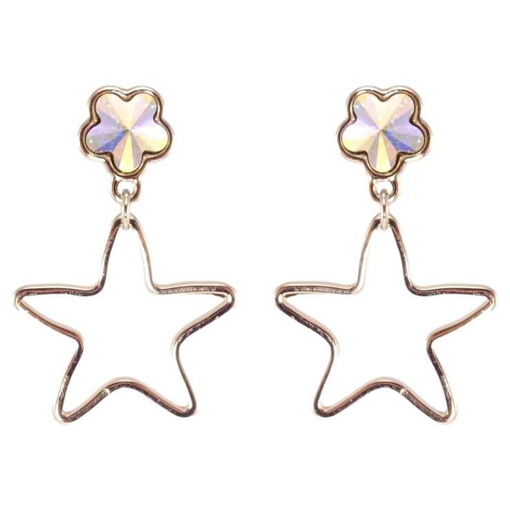 Сережки Xuping колір Родій з кристалами Swarovski пусети Зірочки з кристалами АВ фото №19