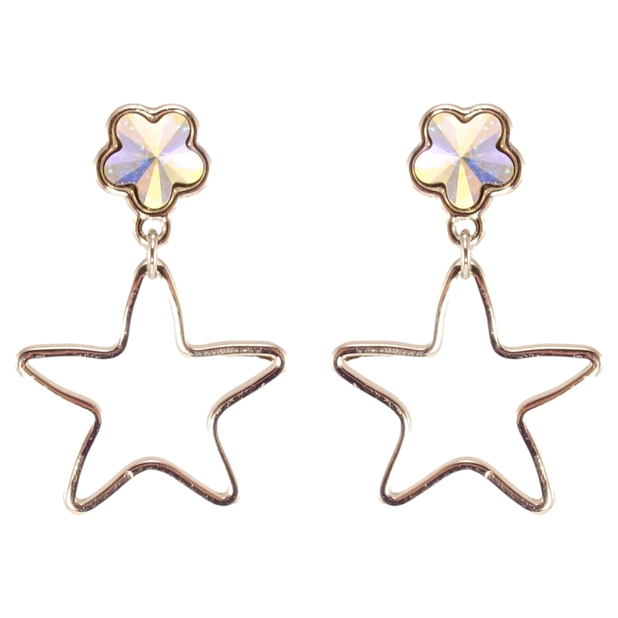 Серьги Xuping цвет Родий с кристаллами Swarovski пусеты Звездочки с кристаллами АВ фото №1