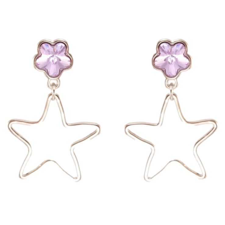 Сережки Xuping колір Родій з кристалами Swarovski пусети Зірочки з кристалами Provence Lavender фото №20