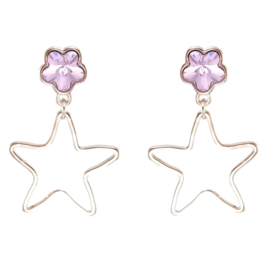Серьги Xuping цвет Родий с кристаллами Swarovski пусеты Звездочки с кристаллами Provence Lavender фото №1