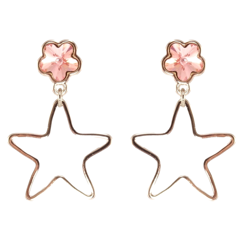 Сережки Xuping колір Родій з кристалами Swarovski пусети Зірочки з кристалами Rose фото №1
