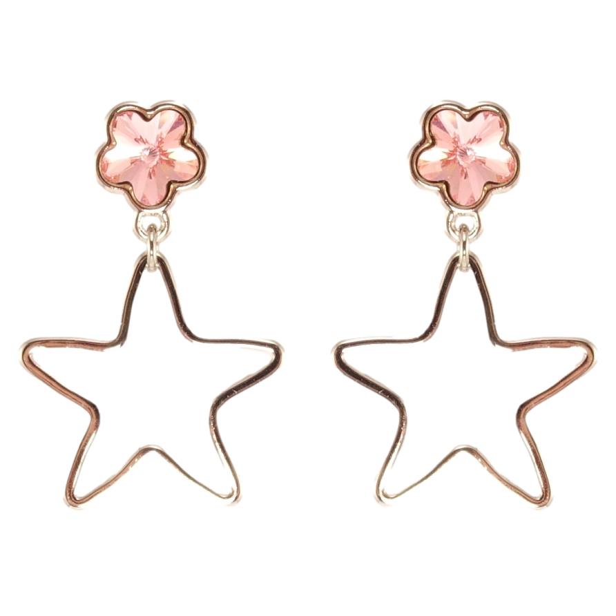 Серьги Xuping цвет Родий с кристаллами Swarovski пусеты Звездочки с кристаллами Rose фото №1