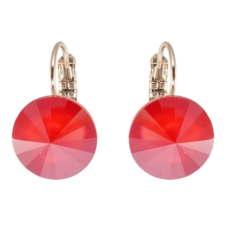 Сережки Xuping колір Родій з кристалами Swarovski французький замок Кристали Royal Red на дужках ø 12мм фото №9