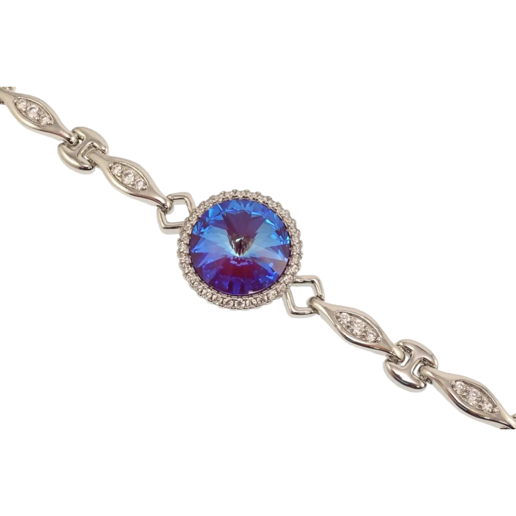 Браслет Xuping колір Родій з кр-ми Swarovski Bermuda Blue в обрамленні кристалів довжина з доп.замком 17.5,20см х фото №8 Браслет Xuping колір Родій з кр-ми Swarovski Bermuda Blue в обрамленні кристалів довжина з доп.замком 17.5,20см х фото №8