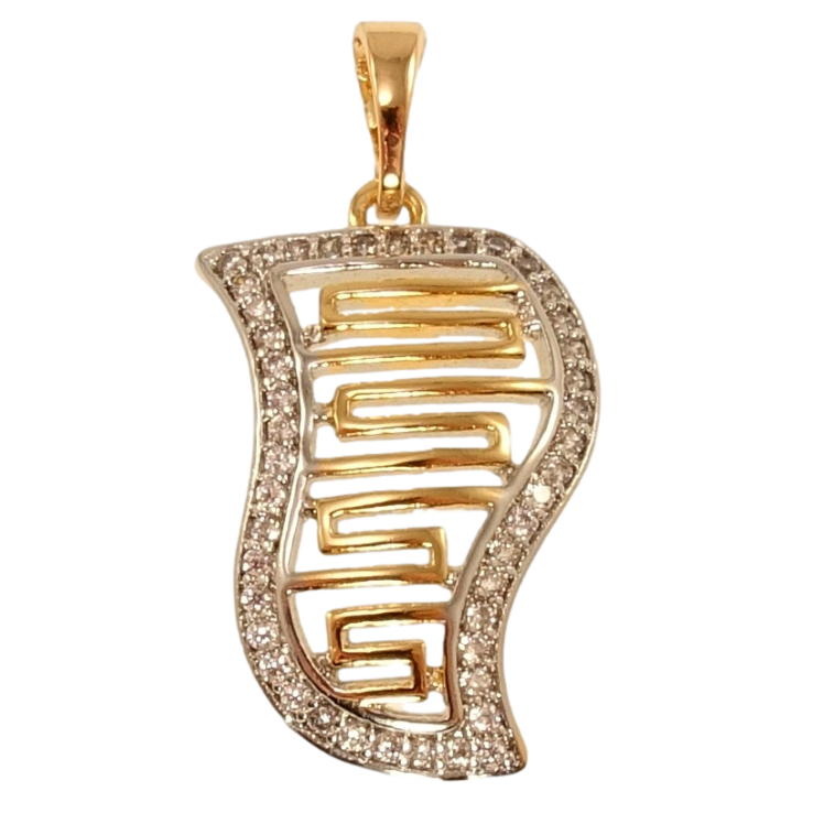 Кулон Xuping Позолота + Родій Декоративна підвіска з різьбленим меандровим візерунком з цирконієм фото №4 Кулон Xuping Позолота + Родій Декоративна підвіска з різьбленим меандровим візерунком з цирконієм фото №4