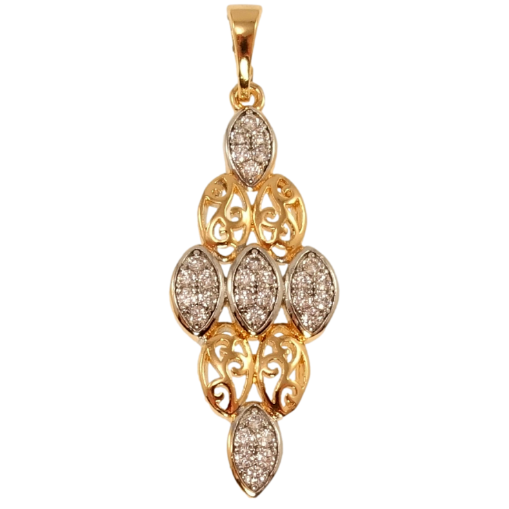 Кулон Xuping Позолота + Родій Ромбова підвіска з різьбленим вензельним візерунком та цирконієм фото №12 Кулон Xuping Позолота + Родій Ромбова підвіска з різьбленим вензельним візерунком та цирконієм фото №12