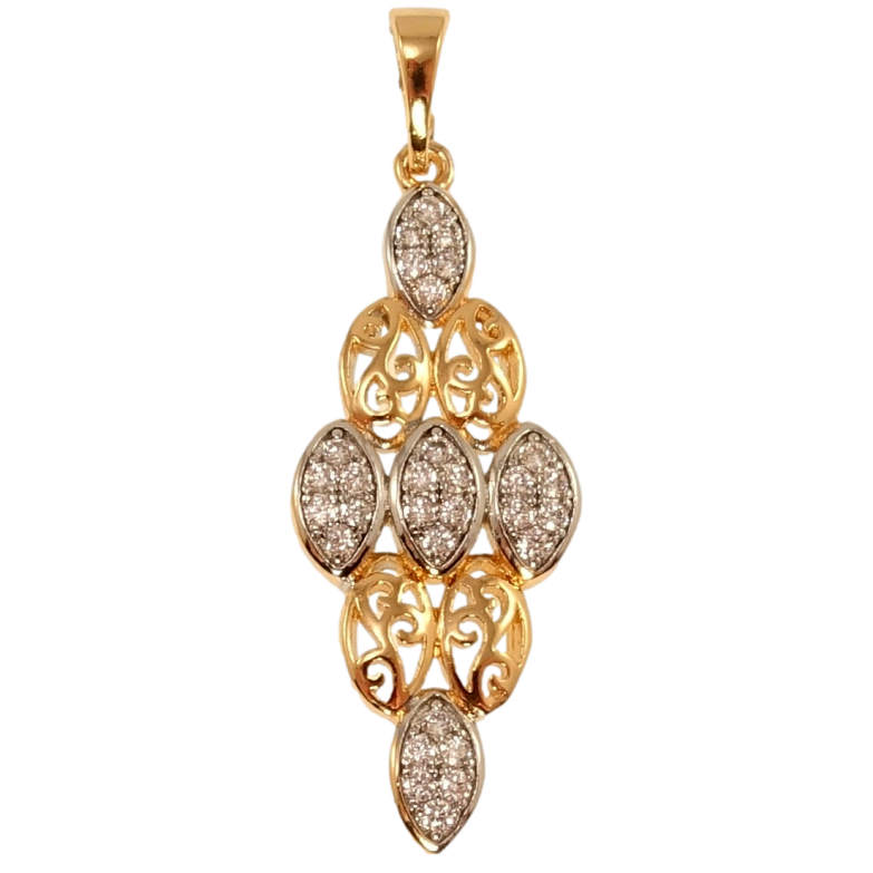 Кулон Xuping Позолота + Родий Ромбовая подвеска с резным вензельным узором и цирконием фото №1