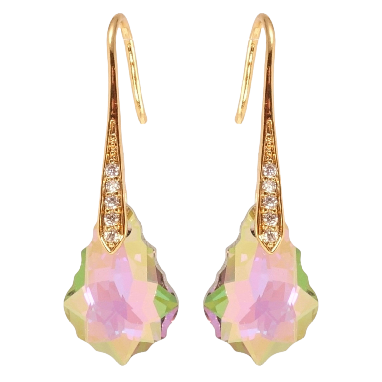 Сережки Xuping колір 18K з кристалами Swarovski французький замок Фігурні кристали Vitrail Light на дужках фото №1