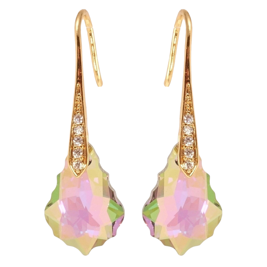 Сережки Xuping колір 18K з кристалами Swarovski французький замок Фігурні кристали Vitrail Light на дужках фото №1