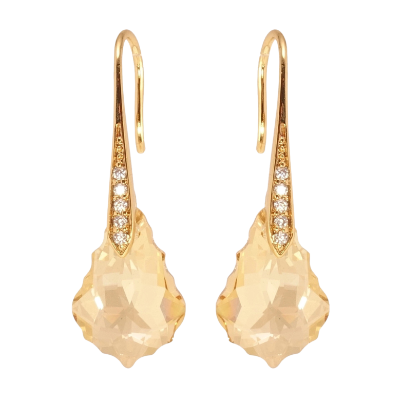 Сережки Xuping колір 18K з кристалами Swarovski французький замок Фігурні кристали Light Topaz на дужках фото №4