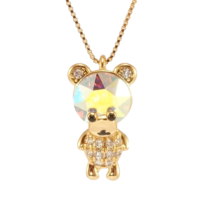 Кулон Xuping цвет 18K с кр-ми Swarovski на цепочке Мишка с кристаллом АВ длина 41-46см х 1мм фото №1