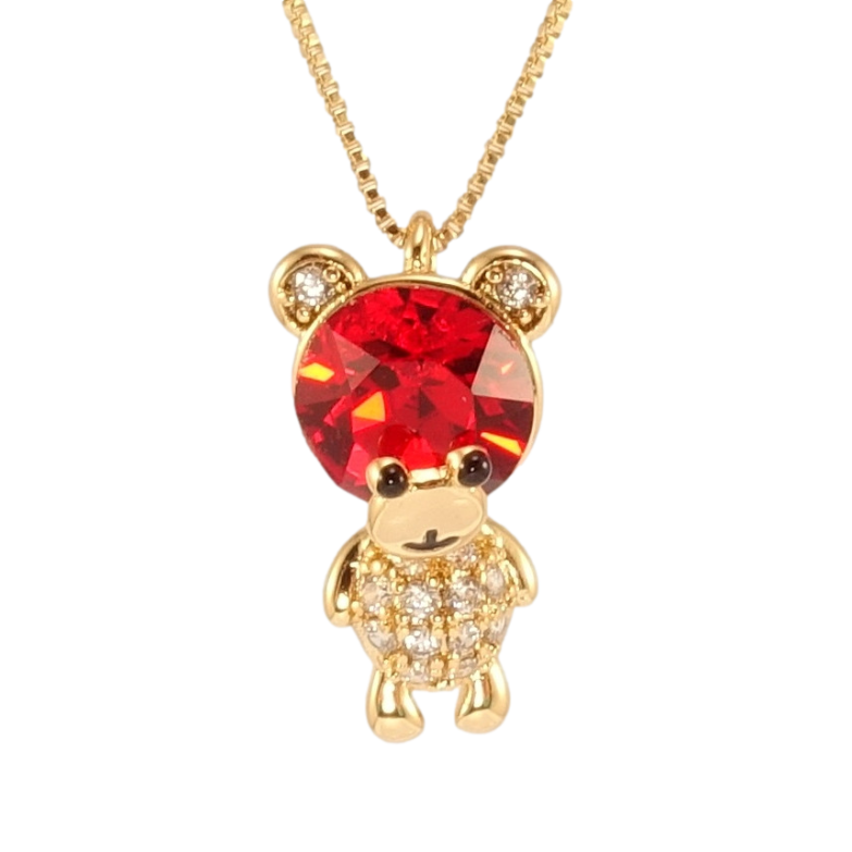 Кулон Xuping колір 18K з кр-ми Swarovski на ланцюжку Ведмедик з кристалом Light Siam довжина 41-46см х 1мм фото №2