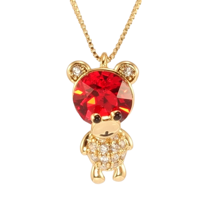 Кулон Xuping колір 18K з кр-ми Swarovski на ланцюжку Ведмедик з кристалом Light Siam довжина 41-46см х 1мм фото №1