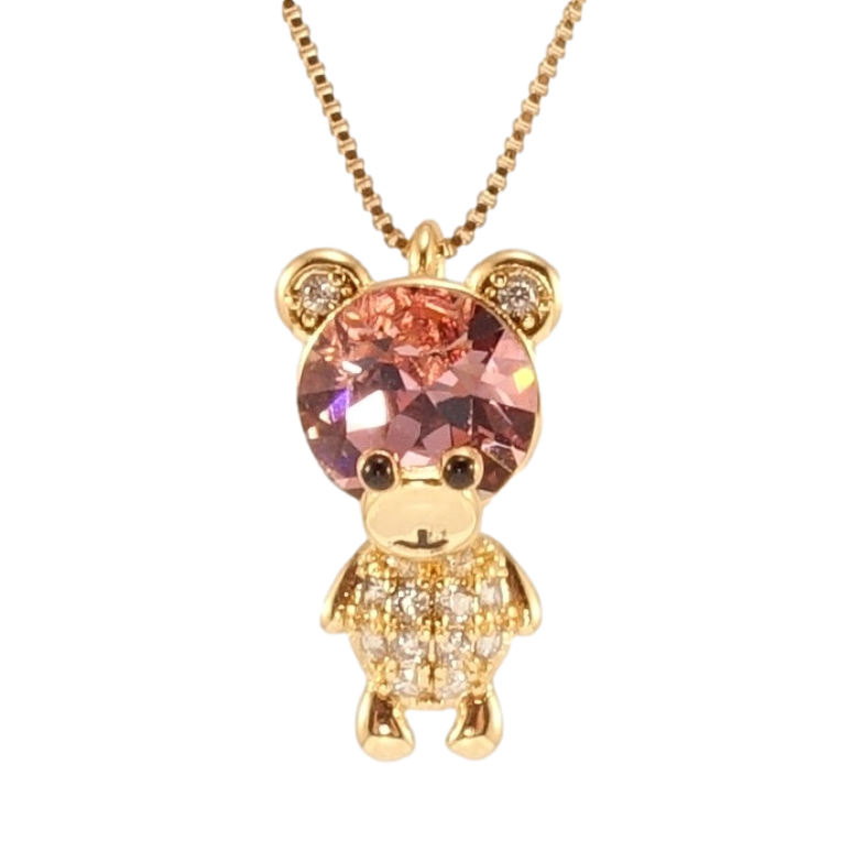 Кулон Xuping колір 18K з кр-ми Swarovski на ланцюжку Ведмедик з кристалом Rose довжина 41-46см х 1мм фото №1