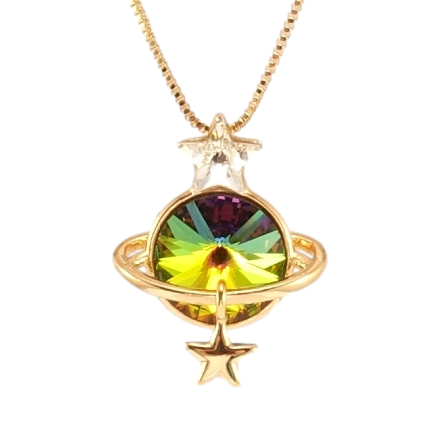 Кулон Xuping колір 18K з кр-ми Swarovski на ланцюжку Сатурн кристал Vitrail Medium довжина 39-45см х 1мм фото №1