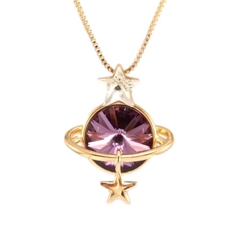 Кулон Xuping колір 18K з кр-ми Swarovski на ланцюжку Сатурн кристал Amethyst довжина 39-44см х 1мм фото №10
