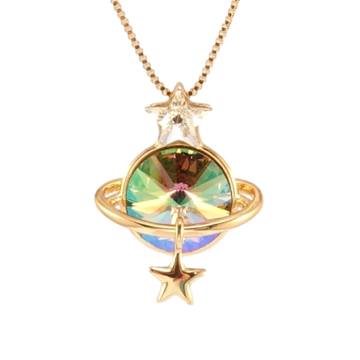 Кулон Xuping колір 18K з кр-ми Swarovski на ланцюжку Сатурн кристал Erinite Shimmer довжина 39-44см х 1мм фото №19