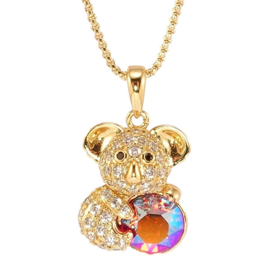 Кулон Xuping колір 18K з кр-ми Swarovski на ланцюжку Коала з кристалом Rose AB довжина 40-45см х 1мм фото №1