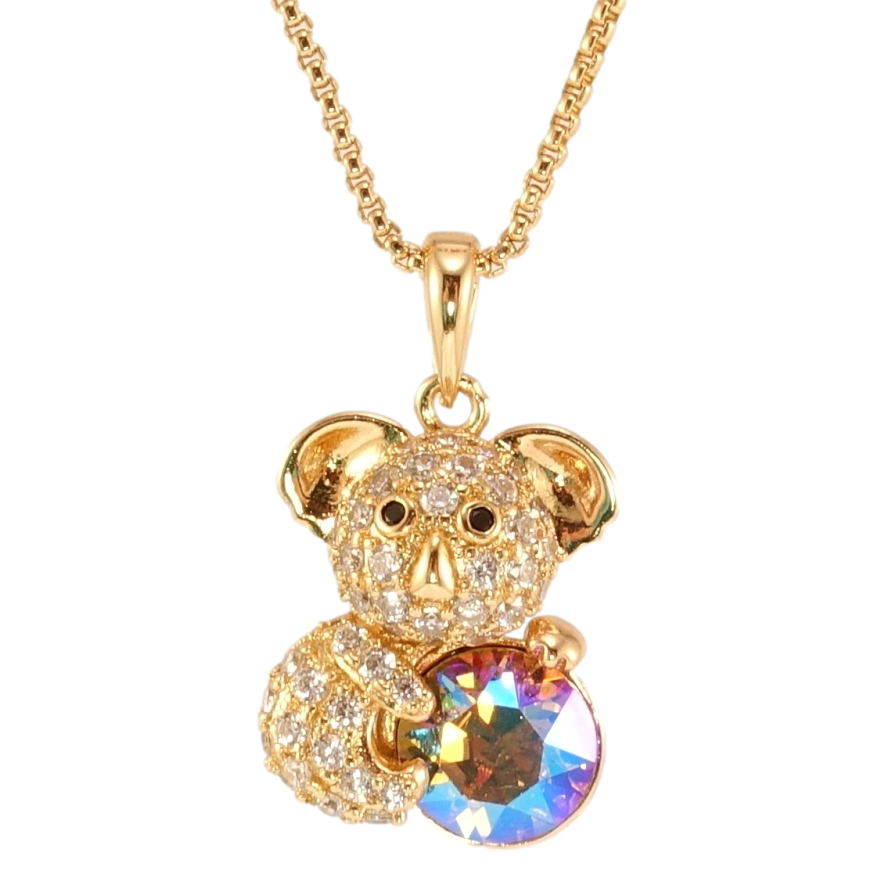 Кулон Xuping колір 18K з кр-ми Swarovski на ланцюжку Коала з кристалом Topaz AB довжина 40-46см х 1мм фото №1