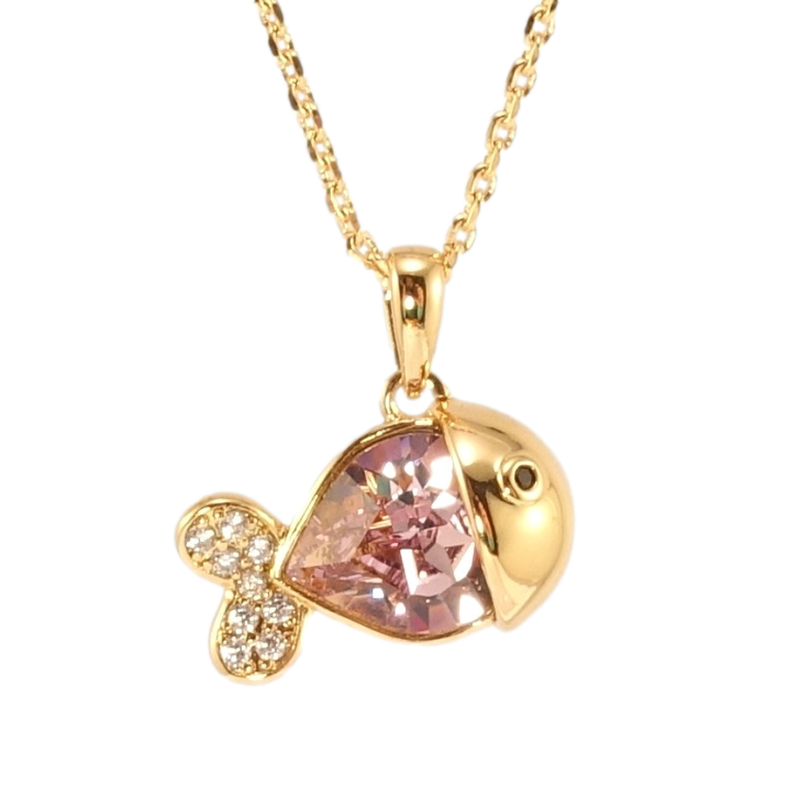 Кулон Xuping колір 18K з кр-ми Swarovski на ланцюжку Рибка з кристалом Rose довжина 39-44см х 1мм фото №6