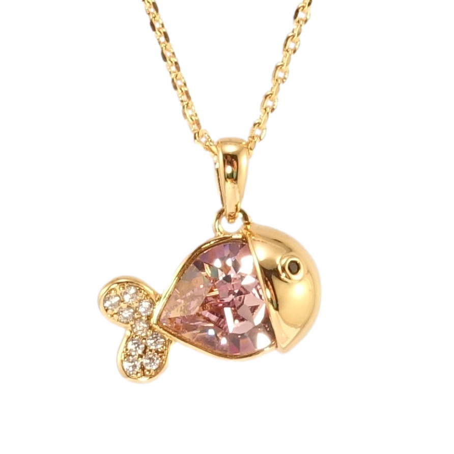 Кулон Xuping колір 18K з кр-ми Swarovski на ланцюжку Рибка з кристалом Rose довжина 39-44см х 1мм фото №1