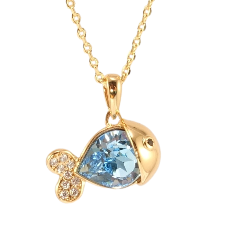 Кулон Xuping колір 18K з кр-ми Swarovski на ланцюжку Рибка з кристалом Aquamarine довжина 39-44см х 1мм фото №7