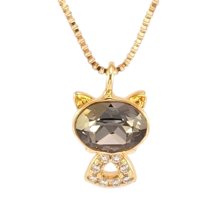 Кулон Xuping цвет 18K с кр-ми Swarovski на цепочке Кошка с кристаллом Silver Night длина 40-45см х 1мм фото №14