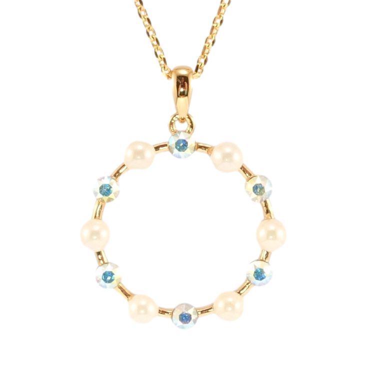 Кулон Xuping колір 18K з кр-ми Swarovski на ланцюжку Віночок з кристалом АВ і перлинами довжина 40-45см х фото №2