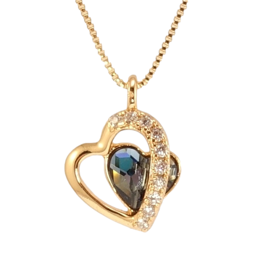 Кулон Xuping колір 18K з кр-ми Swarovski на ланцюжку Сердечки з кристалом Montana довжина 40-45см х 1мм фото №1