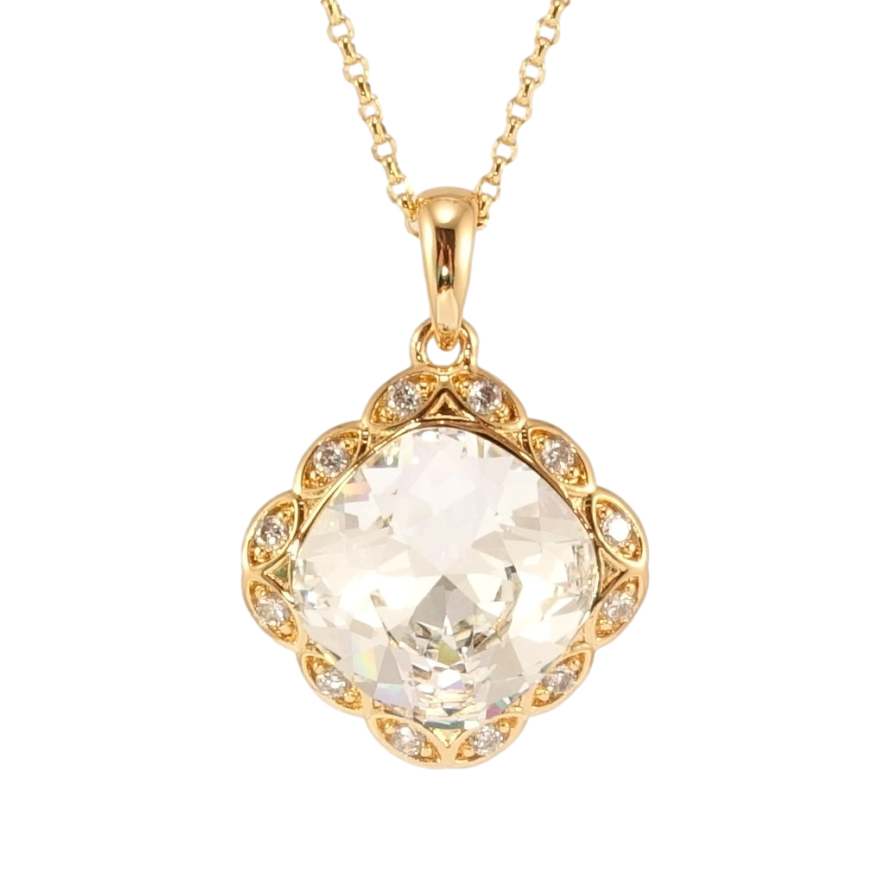 Кулон Xuping колір 18K з кр-ми Swarovski на ланцюжку Кристал Clear у ромбовій оправі довжина 39-44см х 1мм фото №1