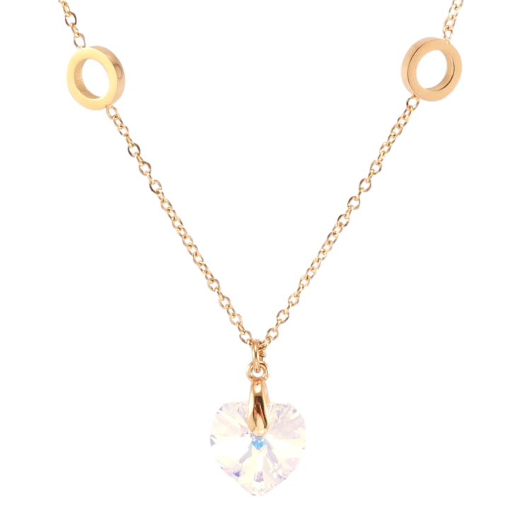 Кулон Xuping цвет РО с кр-ми Swarovski на цепочке Кристальное сердце Shimmer длина 37-42см х 1мм фото №4