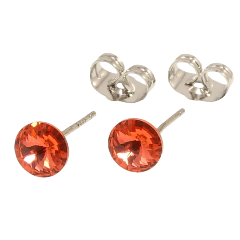Серьги Xuping цвет Родий с кристаллами Swarovski пусеты Кристаллы Red Magma ø 6мм фото №2